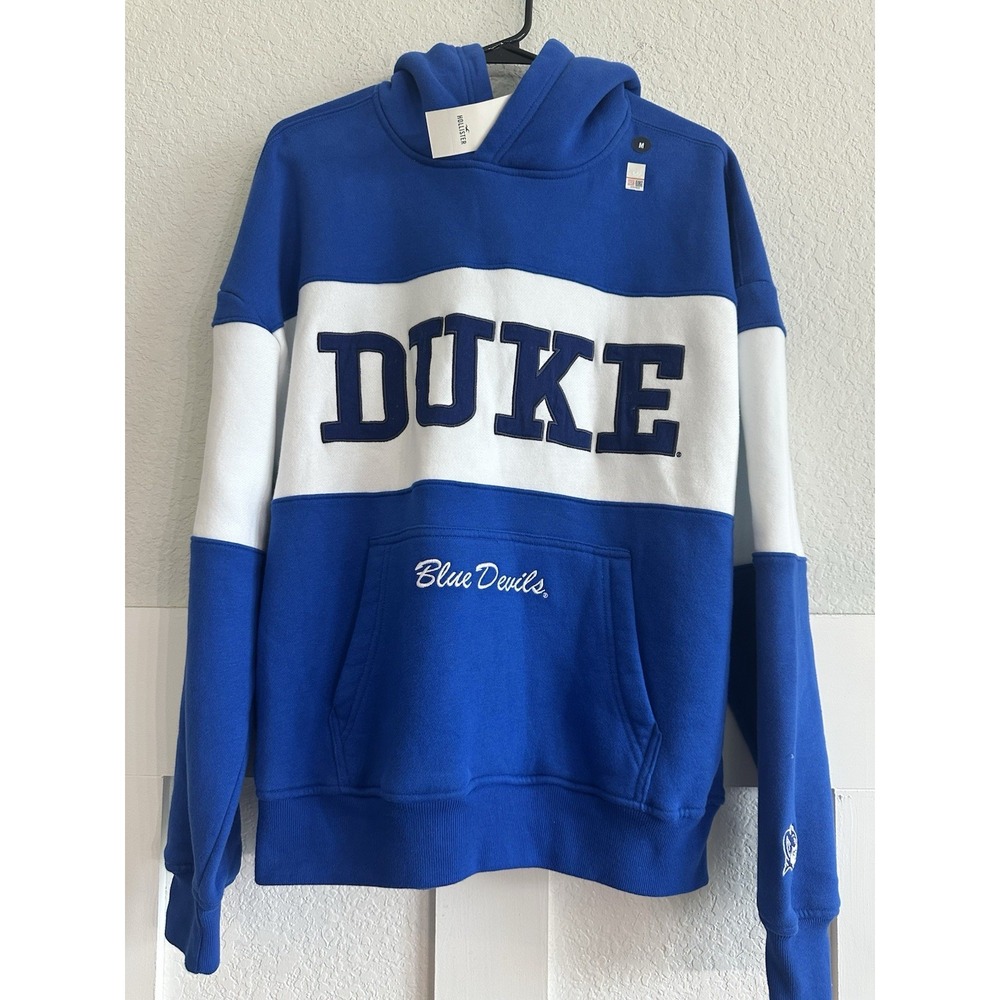 Duke Blue Devils Sweatshirt Medium White Blue NCAA Basketball Hollister Hoodie